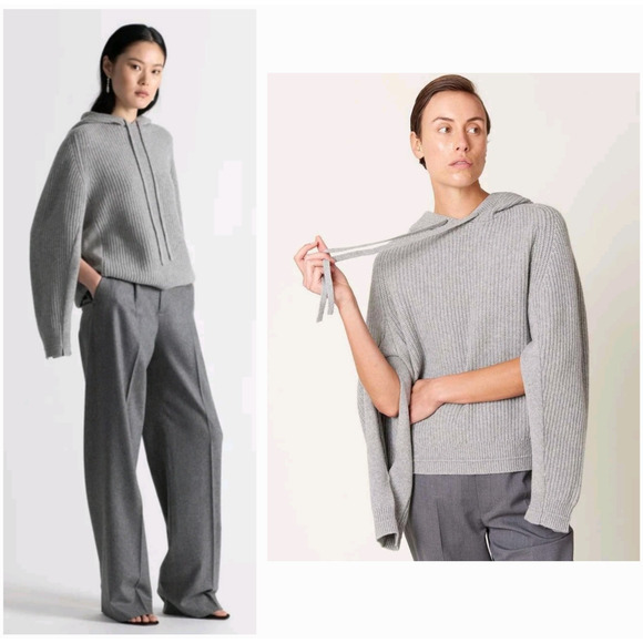 MARIA McMANUS Sweaters - MARIA McMANUS thick cashmere-blend "fisherman rib hoodie" goop sweater $1,050 s